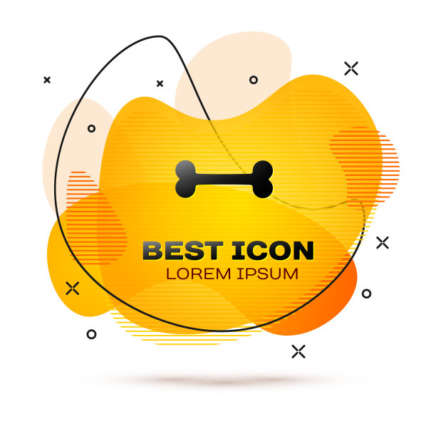 黑狗骨头图标孤立在白色背景。宠物食品的象征。液颜色的旗帜。矢量图图片下载