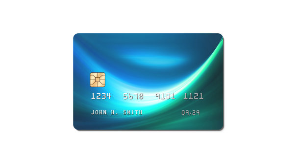 信用卡，带芯片的塑料支付卡，白色背景隔离，正面视图，3D渲染图片下载