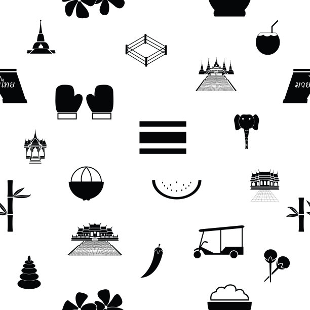 泰国无缝图案背景图标。图片下载