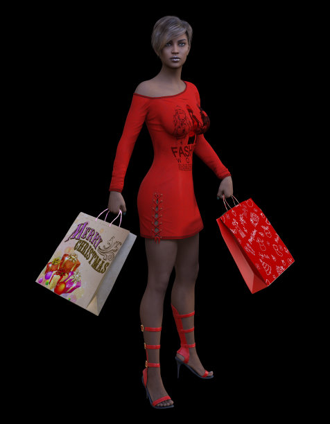 年轻女子在假日购物图片下载