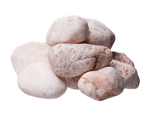 粉红色的石头特写，孤立在白色的背景。图片下载