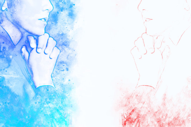 抽象的女商人在办公室工作，以水彩插画为背景画。图片下载