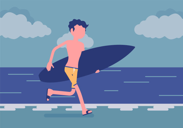 海滩上的冲浪男孩图片下载
