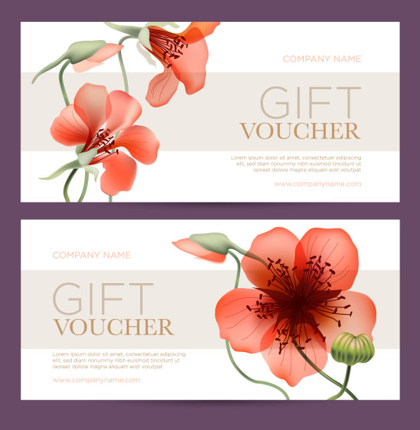 优惠券模板与抽象的红花图片下载