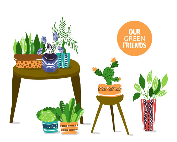 室内矢量植物套装图片下载