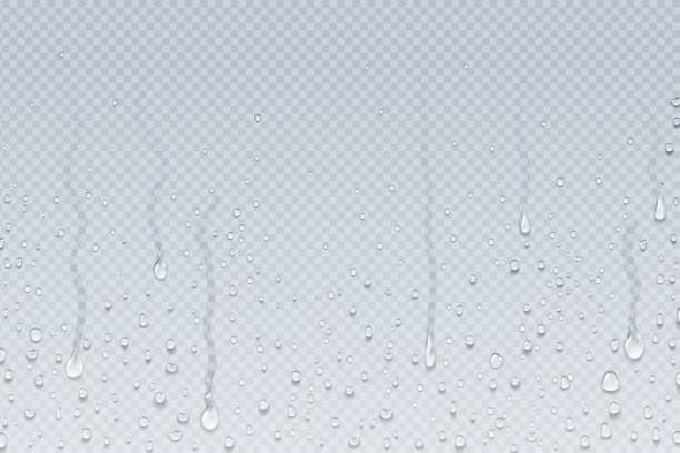 水滴的背景。淋浴蒸汽凝结在透明的玻璃上，雨点落在窗户上。矢量现实水滴图片下载