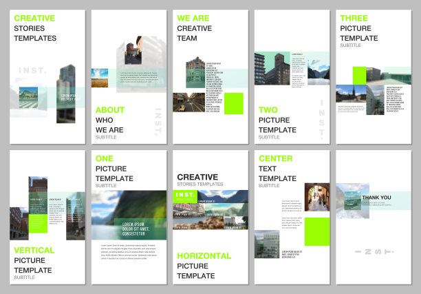 创意社交网络故事设计，垂直横幅或传单模板与彩色梯度设计几何趋势元素。封面设计模板的传单，传单，小册子，介绍图片下载