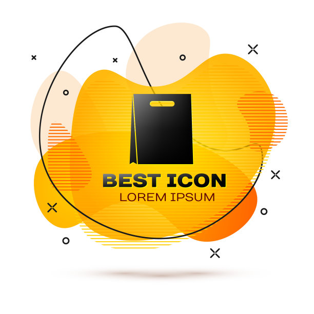 黑色纸袋图标孤立在白色背景。包的迹象。液颜色的旗帜。矢量图图片下载