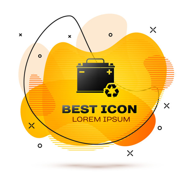 黑色汽车电池与循环图标隔离在白色背景。蓄能器蓄电池能量动力和电能蓄能器蓄电池。液颜色的旗帜。矢量图图片下载