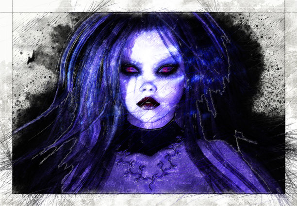 数字艺术素描的幻想女性图片下载