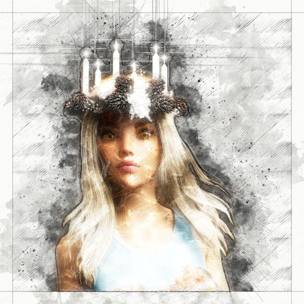 数字艺术素描的幻想女性图片下载