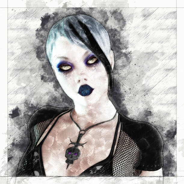 数字艺术素描的幻想女性图片下载