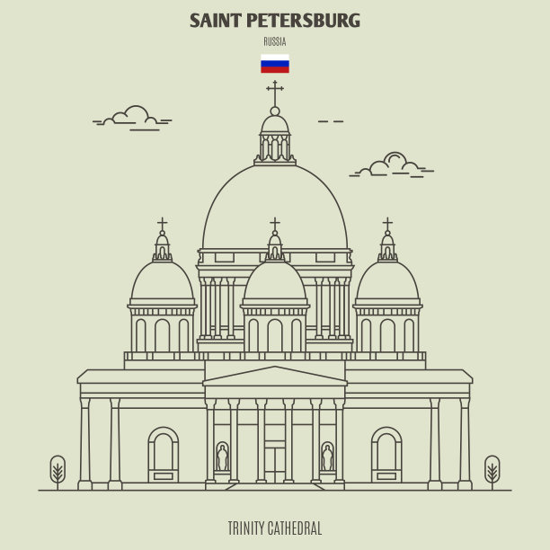俄罗斯圣彼得堡的三一大教堂。具有里程碑意义的图标图片下载