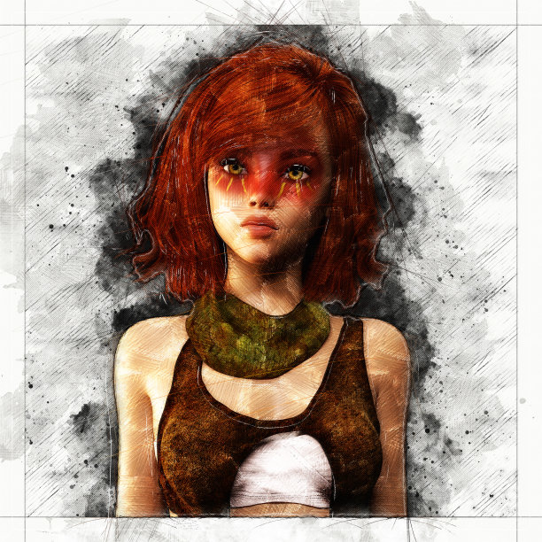 数字艺术素描的幻想女性图片下载