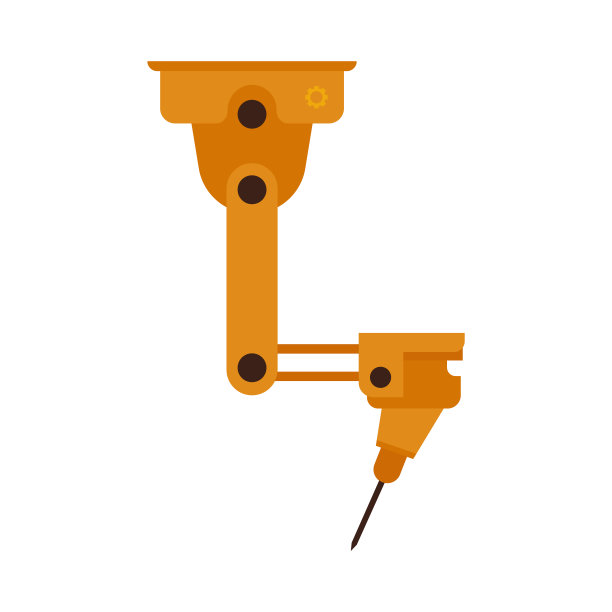 平面风格的工业制造自动化机械臂的矢量插图。图片下载