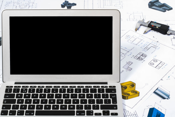 笔记本电脑和技术图纸图片下载