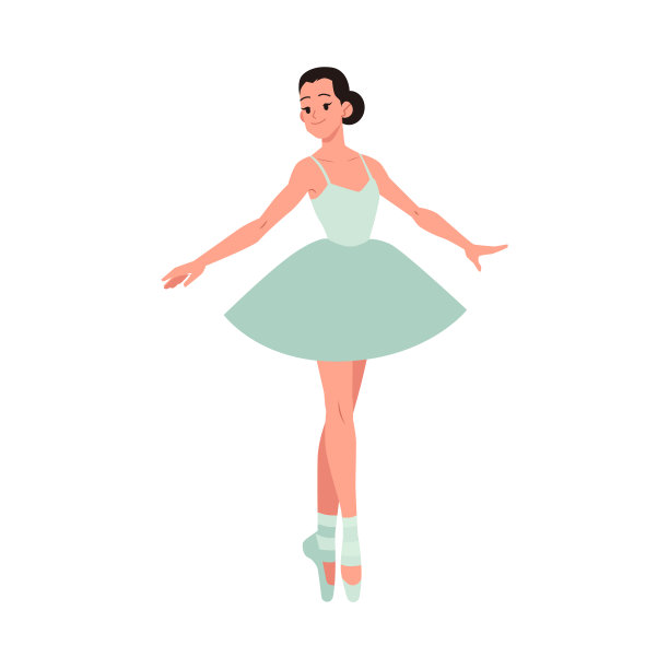 年轻美丽的芭蕾舞演员表演古典芭蕾舞的矢量插图。图片下载