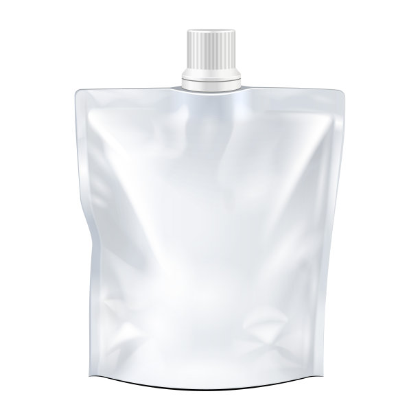 空白食品Doypack柔性袋袋与喷口盖。模拟，模板。插图孤立在白色背景上。为您的设计做好准备。产品包装。向量EPS10图片下载