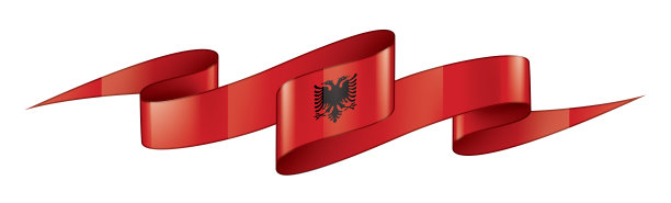 阿尔巴尼亚国旗，白色背景矢量插图图片下载