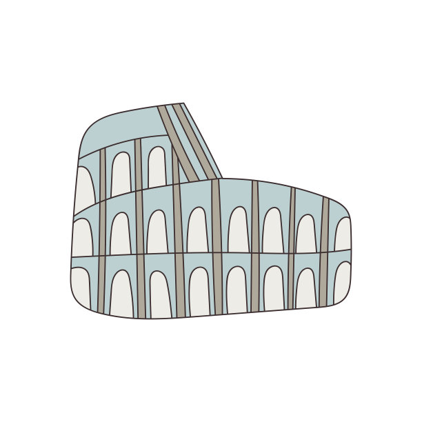 手绘罗马竞技场孤立在白色背景。卡通矢量插图。图片下载