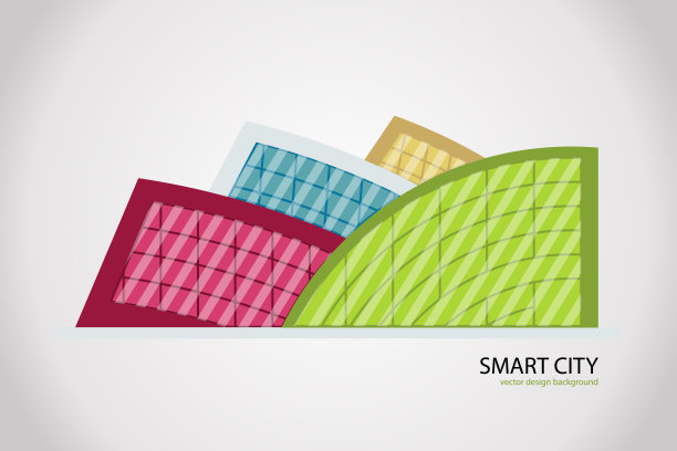 向量抽象多彩的城市，建筑构成标志，图标，标志孤立图片下载