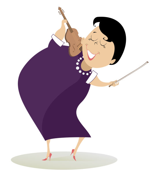 小提琴女插画图片下载