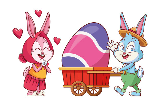 可爱的复活节兔子快乐的朋友图片下载