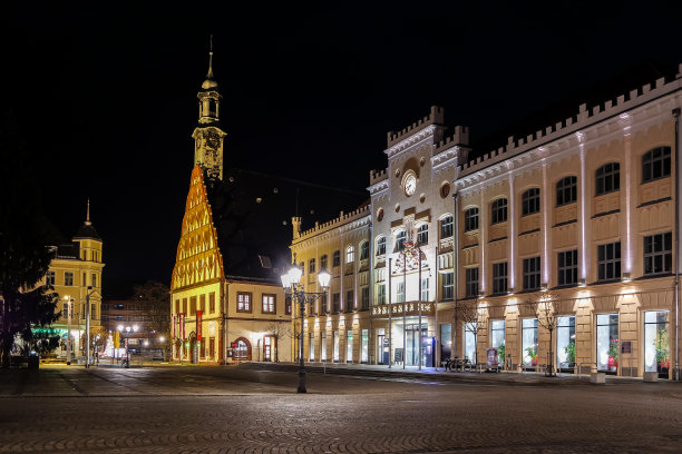 德国茨威考市政厅之夜图片下载