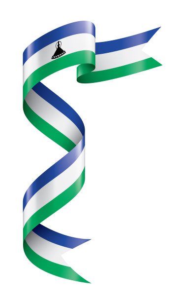 莱索托国旗，白色背景上的矢量插图图片下载
