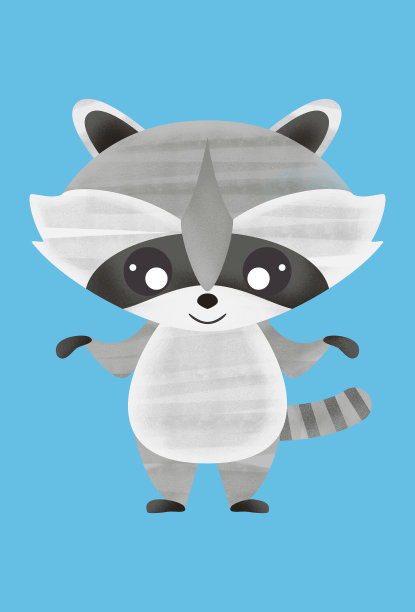 可爱的浣熊的插图图片下载