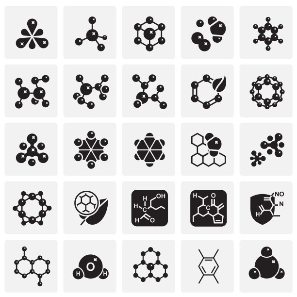 分子图标设置在正方形背景上，用于图形和网页设计。简单的矢量标志。网站按钮或移动应用程序的互联网概念符号。图片下载