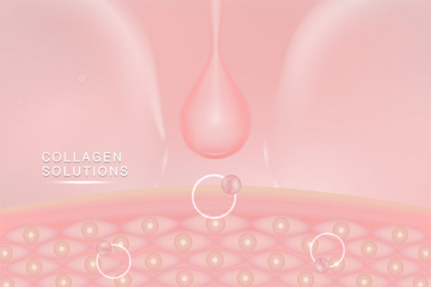 透明质酸皮肤液广告，粉色胶原蛋白血清滴与化妆品广告背景随时使用图片下载