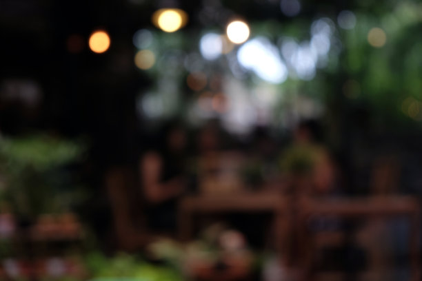 模糊咖啡店-模糊的咖啡馆与散景背景，复古风格图片下载