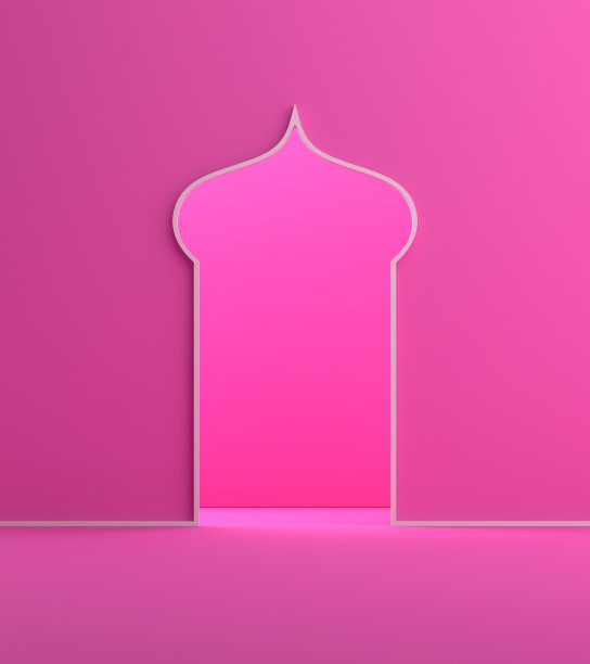 最小的阿拉伯窗门粉红色粉彩背景。图片下载