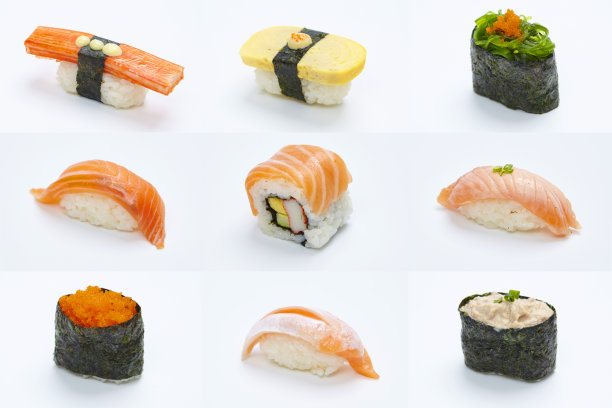 寿司分类孤立在白色背景图片下载