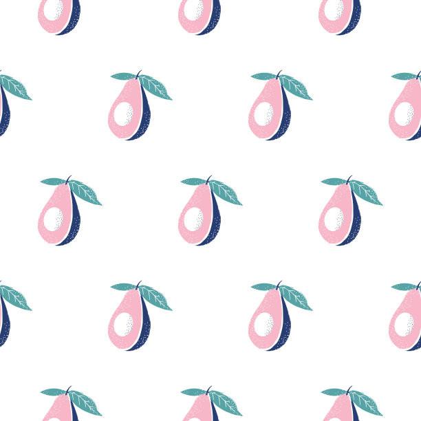 牛油果程式化无缝图案插图卡通矢量。图片下载