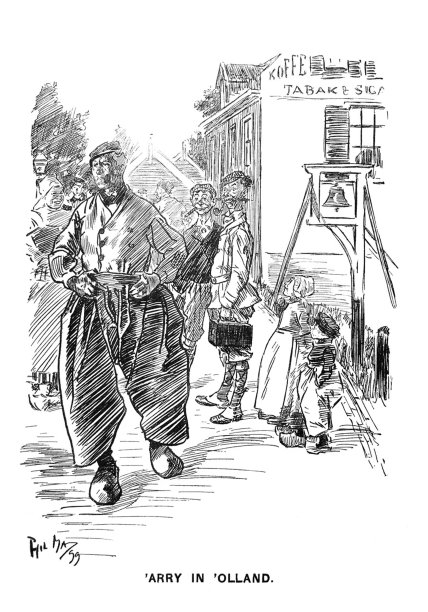 英国讽刺漫画漫画漫画插图-男人在荷兰的街道上图片下载