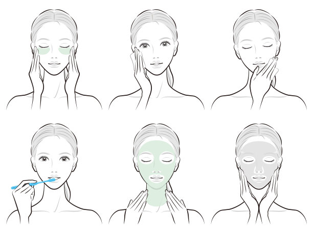 一个女人做皮肤护理的插图图片下载