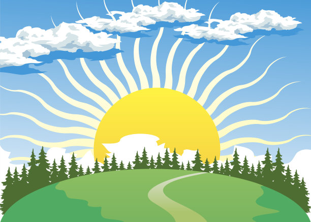 乡村景观与阳光图片下载