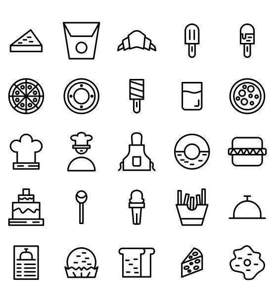 一套食物面包房面包矢量图标或插图。可编辑的描边和颜色。完美的应用程序，网站，设计，模式，和更多。图片下载