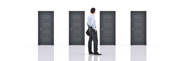 商人选择了正确的门。三维渲染图片下载