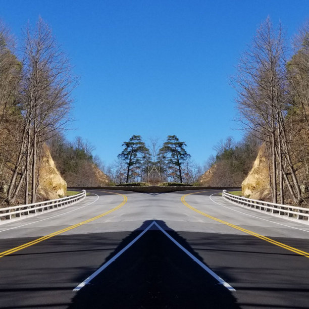 山路与树木的抽象图片拼贴2图片下载