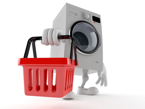 抱着购物篮的洗衣机图片下载