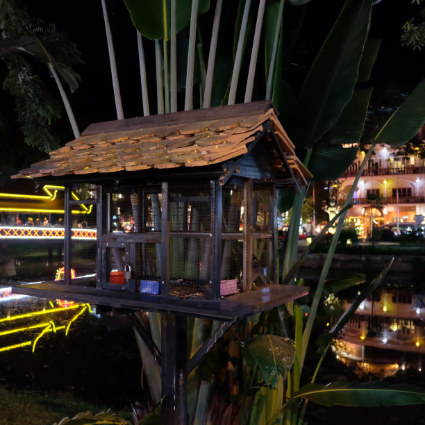 河边的鸟笼，夜深时分图片下载