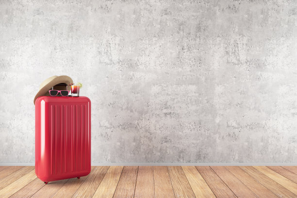 红色行李箱旅行概念图片下载