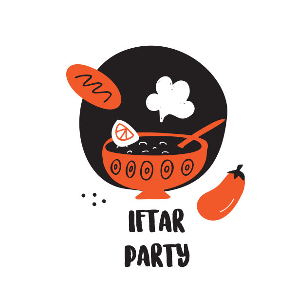 晚餐聚会。有趣的插图抽象的中东食物，在矢量。图片下载