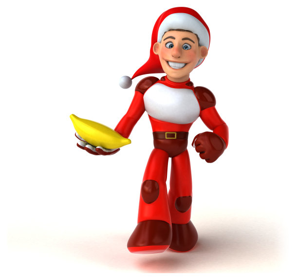 有趣的超级圣诞老人- 3D插图图片下载