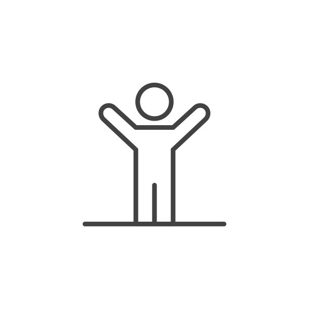 人的形象在幸福的姿态。线性图标。图片下载