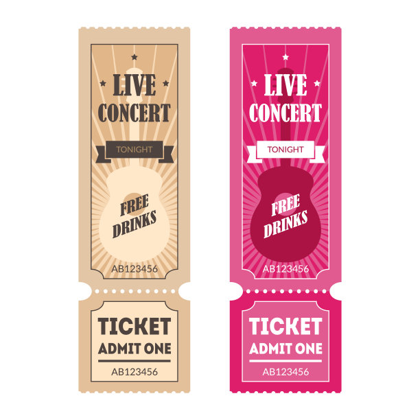 卡通颜色模型模板票套。向量图片下载