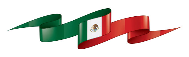 墨西哥国旗，矢量插图在白色的背景图片下载